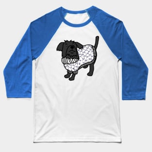 Cute Dog in Christmas Winter Snowflake Sweater Baseball T-Shirt